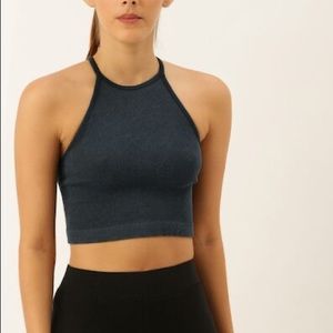 Forever21 Grey Ribbed Crop Sports Tank